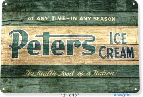 

Vintage Design Signs Metal Tin Sign Peters Ice Cream Wall Decor Home Pub Bar Art 12" x 8"(30x20cm)