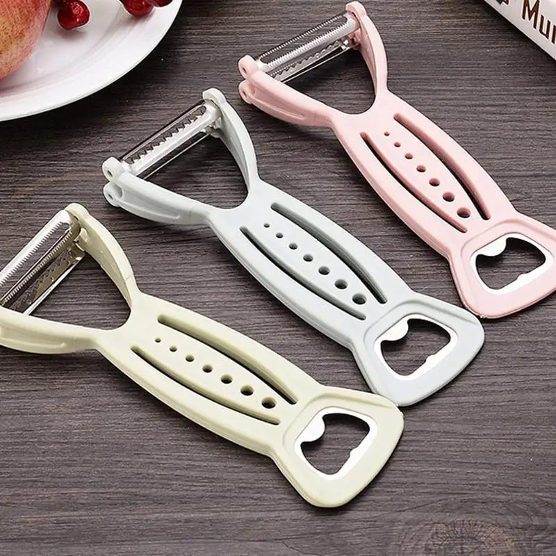 

Креативная Овощечистка три в одном нож для чистки фруктов и овощей с открывалкой для бутылок Терка кухонный гаджет