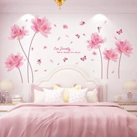 shijuekongjian pink flowers wall stickers diy plant elf wall decals for living room bedroom kitchen nursery home decoration