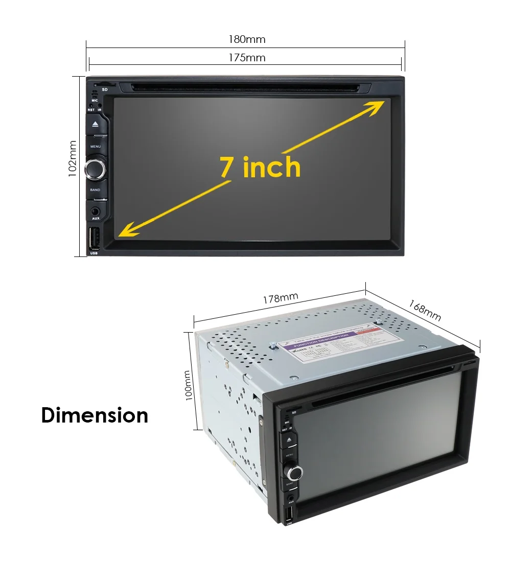 Автомобильный мультимедийный плеер Hizpo универсальная стерео-система 7 дюймов с DVD