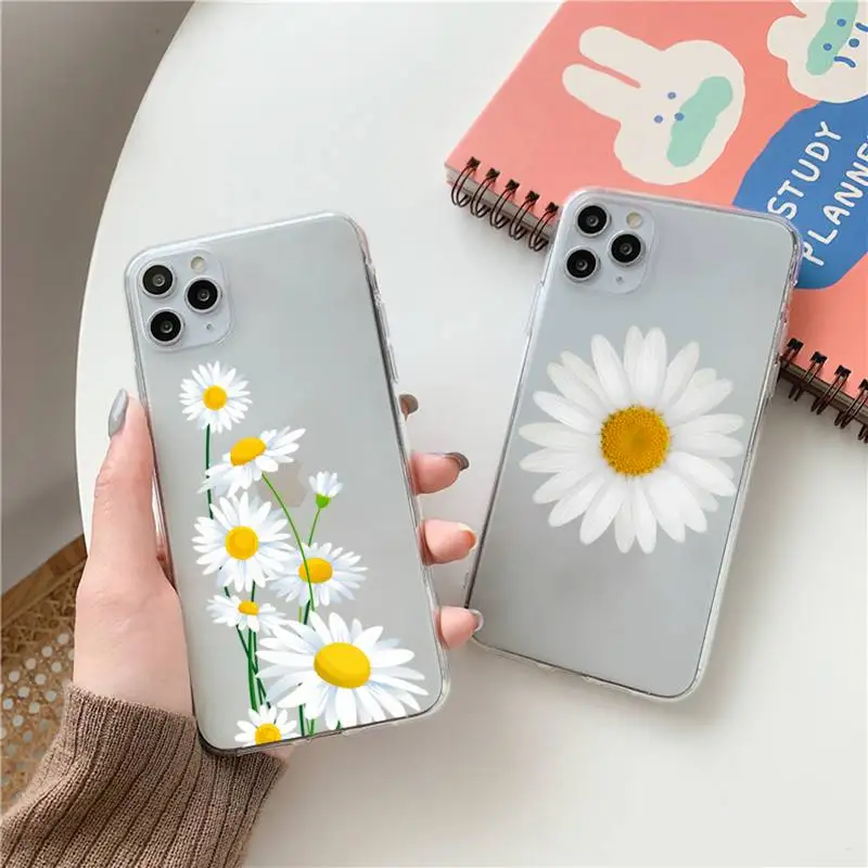 

Flower daisy Phone Case Transparent for Clear iPhone case 11 12 mini pro XS MAX 8 7 6 6S Plus X 5S SE 2020 XR
