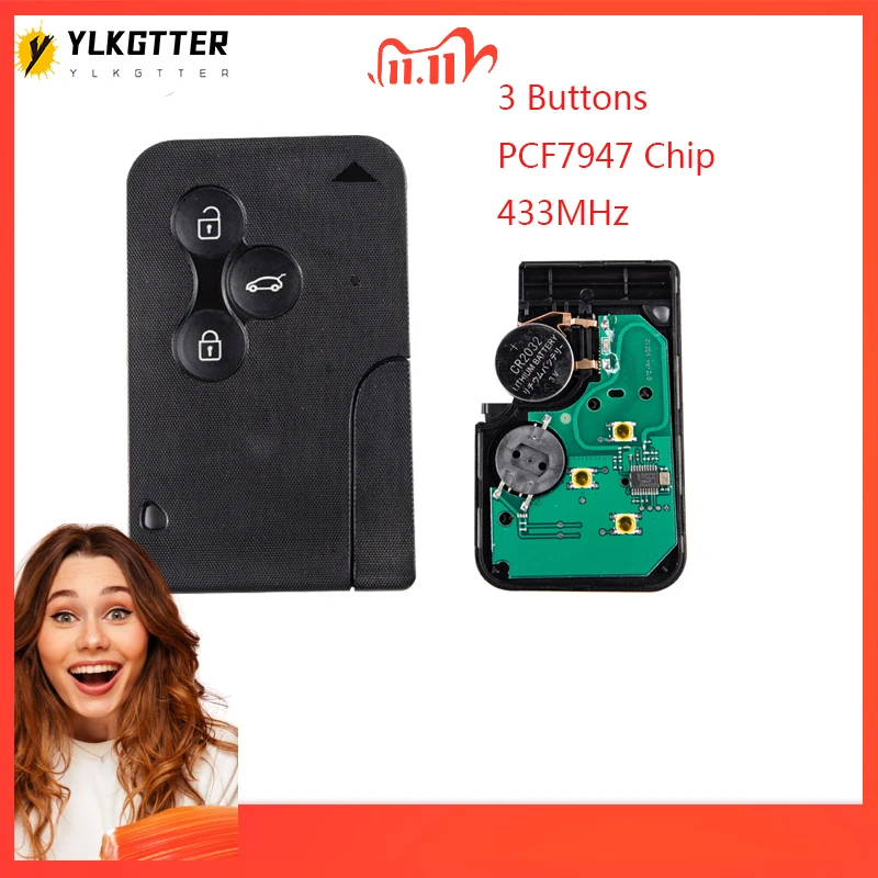 YLKGTTER 3 кнопки 433 МГц аварийный умный дистанционный ключ для автомобиля Renault Megane 2