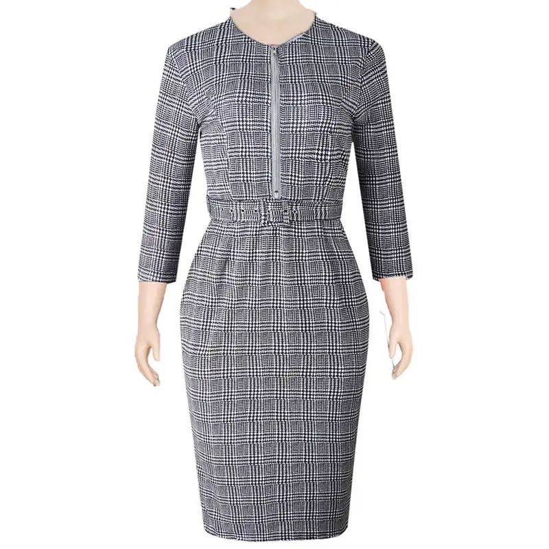 Африканская Женская одежда клетчатые офисные платья в мелкую клетку Дамское