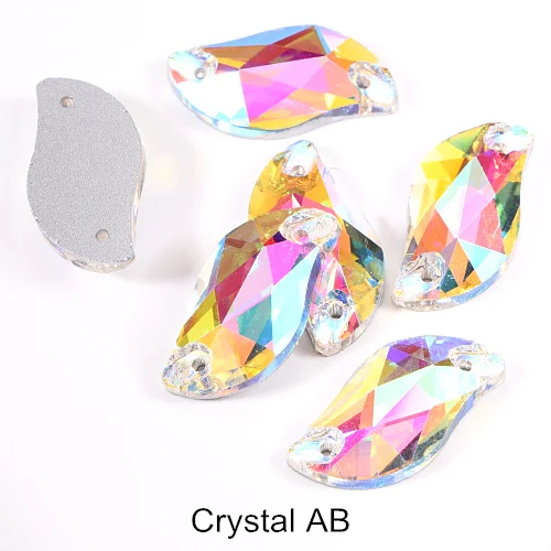 Crystal AB Горячее предложение! Распродажа! 3 размера красный S лист формы пришить стразы с отверстиями Flatback Стеклянные стразы шьют-на Стразы для шитья одежды B0176 - Цвет: Crystal AB