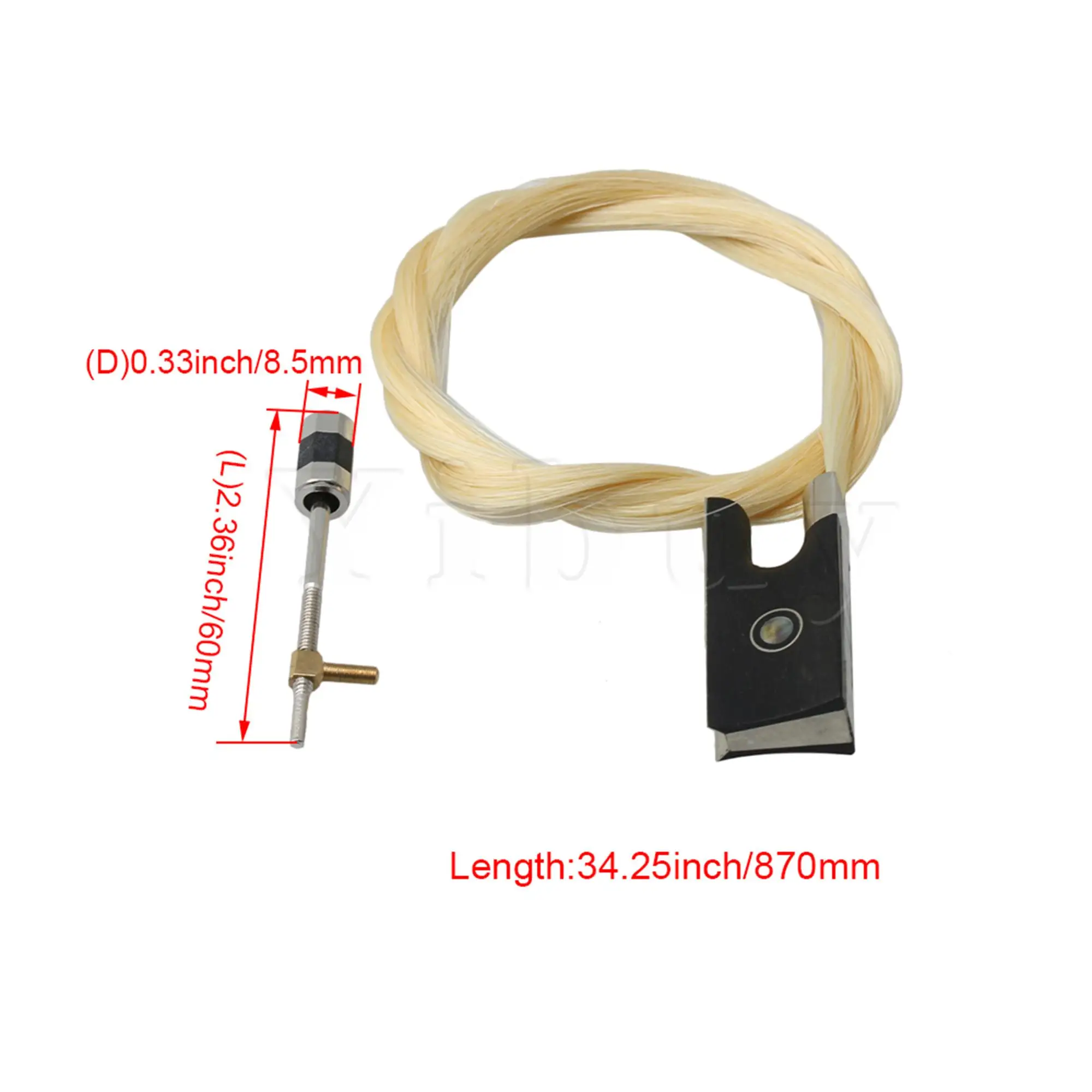 

Yibuy Violin Bow Hair Made of Unbleached Horse Tail Hair Replacement Fitting