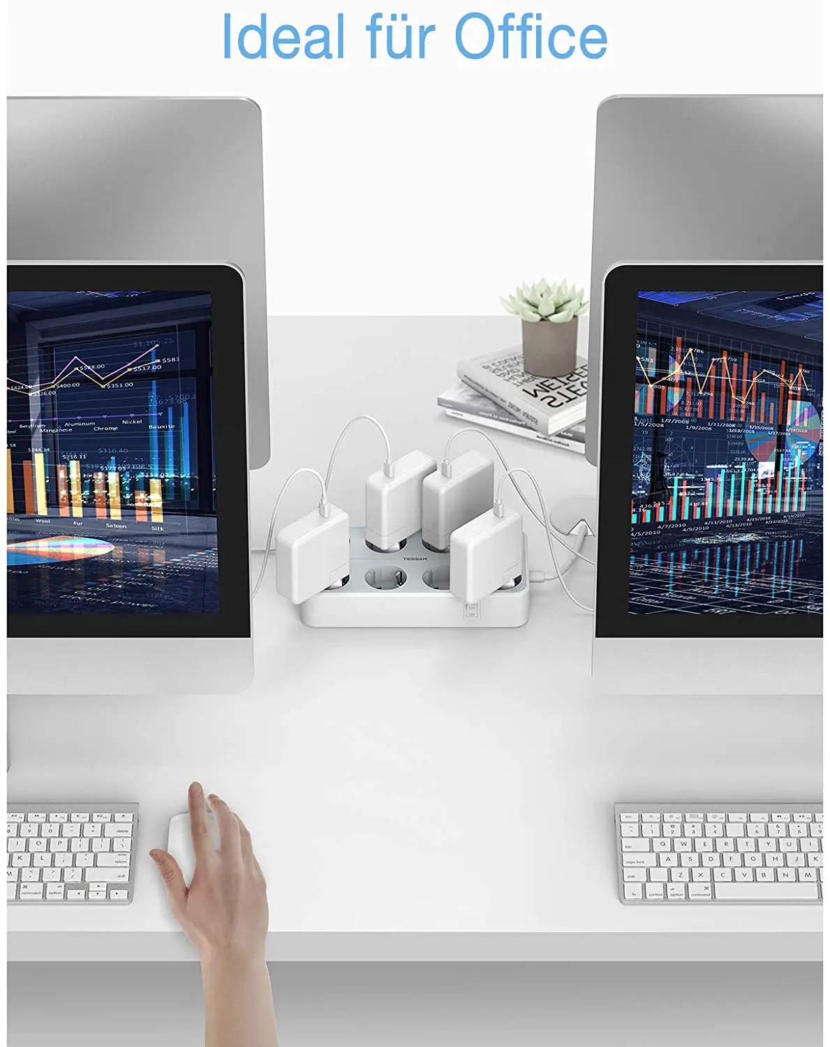 

TESSAN Multi Outlet EU Plug Extender European Power Strip with USB On/Off Switch 2M/6.5ft Extension Cord and Mounting Holes