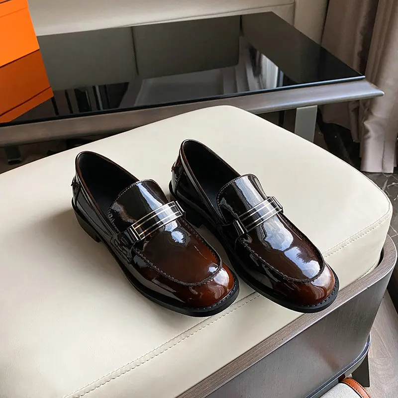 

ESVEVA 2021 Spring Autumn Round Toe Basic Ladies Pumps Fashion Patent Leather Slip On Women Shoes Square Low Heels Size 34-39