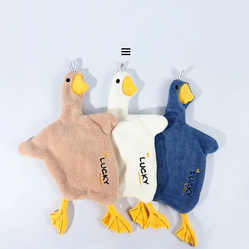 

Korean Kawaii Duck Hand Towel Hanging Cute Kitchen Hand Towel Absorbent Towel Household Hand Towel