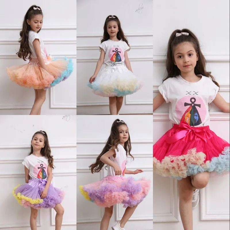

JIERUIZE Short Kids Petticoat Flower Girl Underskirt Ball Gown Party Dance Colorful Children Tutu Skirt Dresses For Wedding