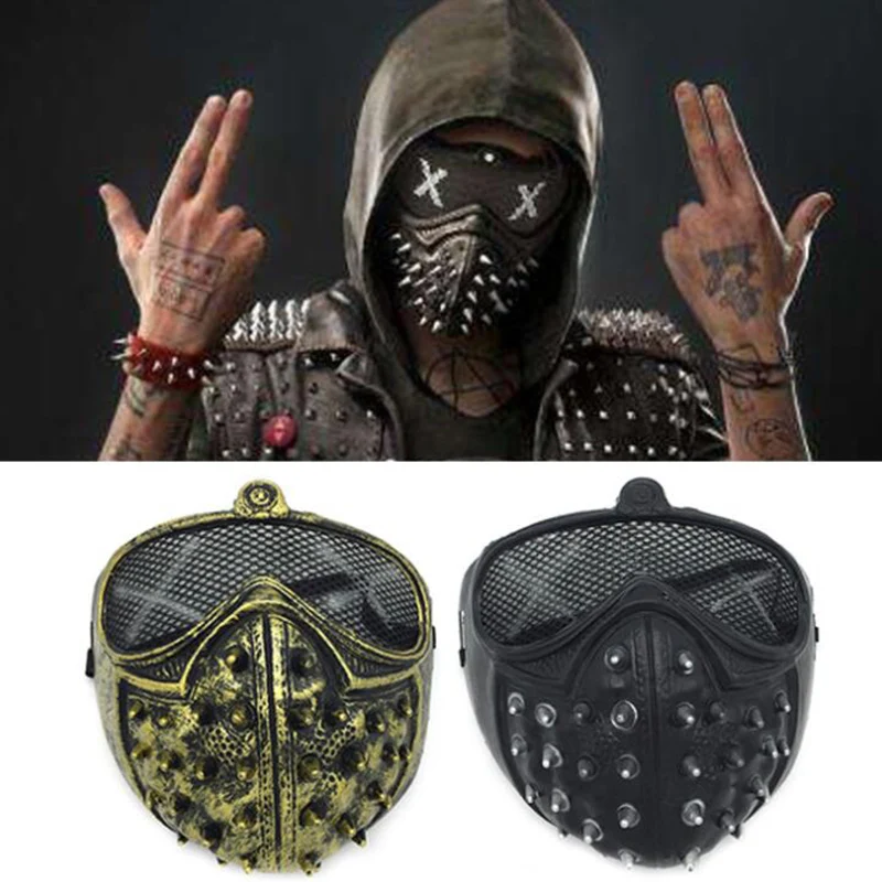 

Plastic Rivets Punk Devil Anime Half Mask Metallic Color Ghost Masquerade Death Halloween Cosplay Costume Party Props