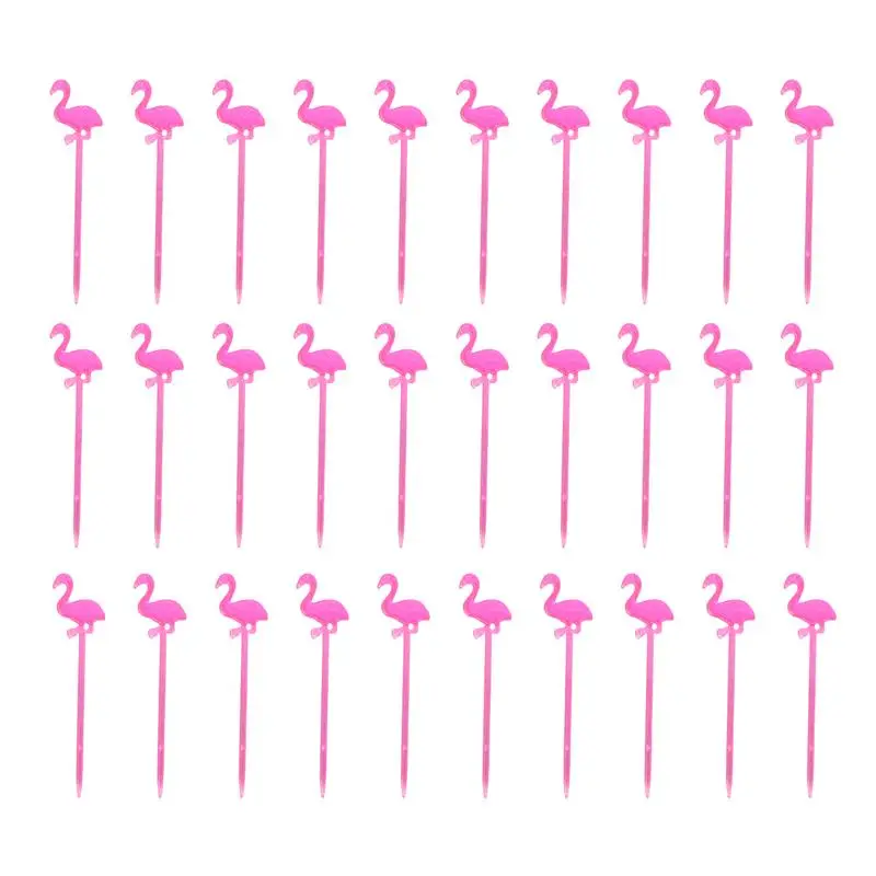 50 шт. Буфетная вилка десерты для торта палочки салата пищевые с фламинго