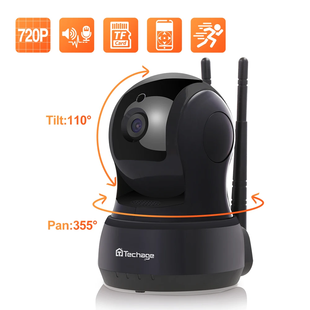 

Techage 720P Mini Wi-Fi IP-камера Внутренняя радионяня Автоматическое слежение за домашними животными, видеонаблюдение, двусторонняя аудиозапись, кам...