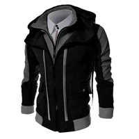 fashion brand casual mens hoodies sweatshirts slim fit men streetwear double zipper jacket mens clothing black
