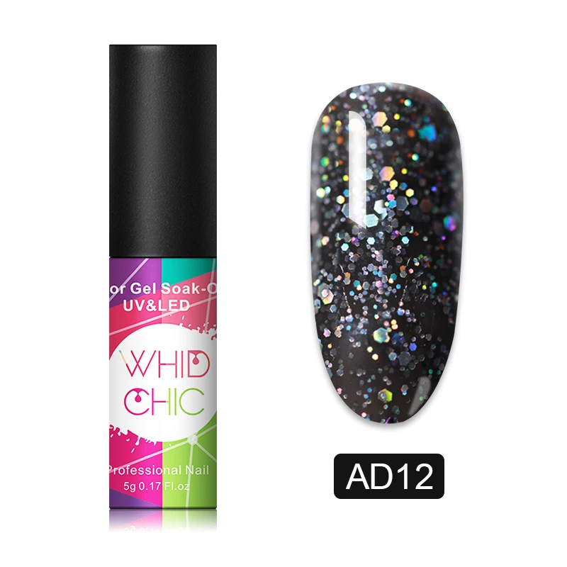 WHID CHICL 1 флакон 5 мл УФ-гель для ногтей красочный блеск сверкающий блестки долговечный УФ-гель для ногтей - Цвет: AD12