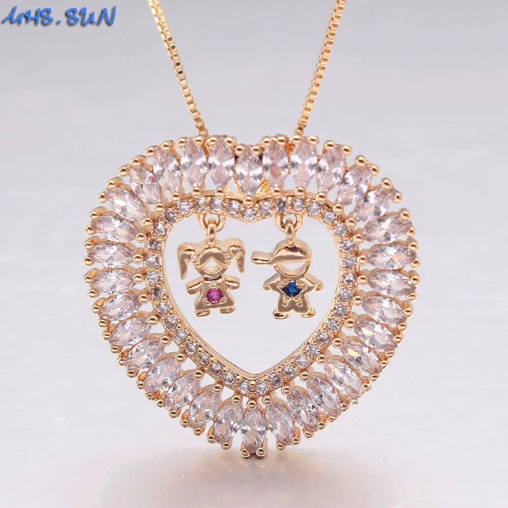 Фото Винтажное ожерелье MHS.SUN с подвеской в виде сердца из циркония модное