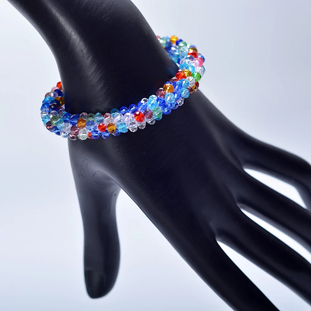 Разноцветные женские браслеты ручной работы в богемном стиле с блестящими