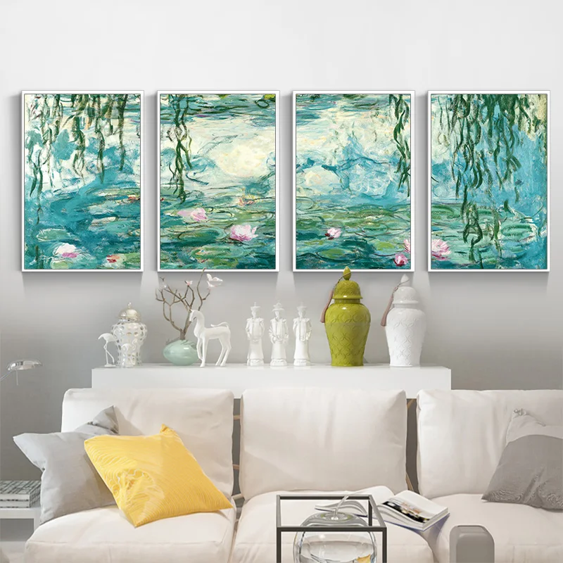 4 панели современная абстрактная печать на дереве картина Куадрос настенное