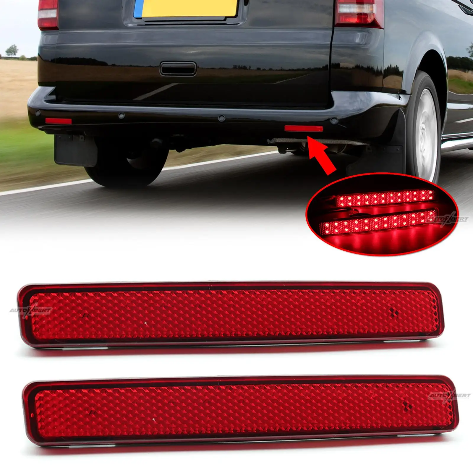 

2 шт. для Volkswagen T5 транспортер для VW Multivan Caravelle 2003-2011 Красный отражатель заднего бампера светодиодный фонарь задний стоп-сигнал тормозной фонарь