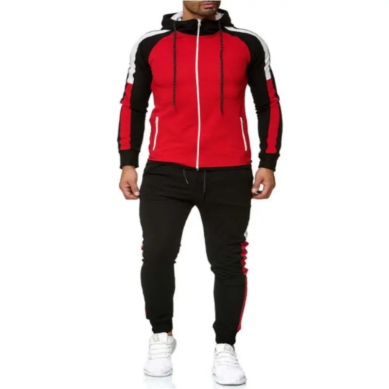 

Tracksuit Men's Clothing 2021 Men'sCasual Sports Hoodie Sets Striped Color Matching Fashion Zipper Shirt Sportswear Suit