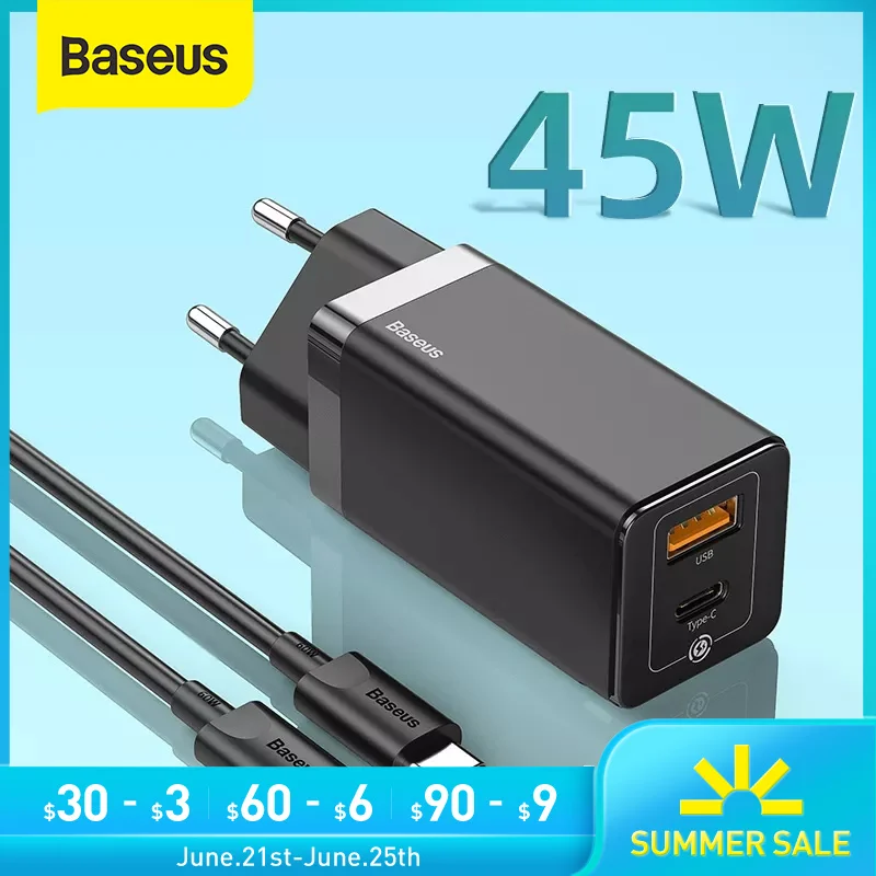 Baseus 45W GaN USB быстрое зарядное устройство для iPhone поддержка SCP QC3.0 PD3.0 Быстрая