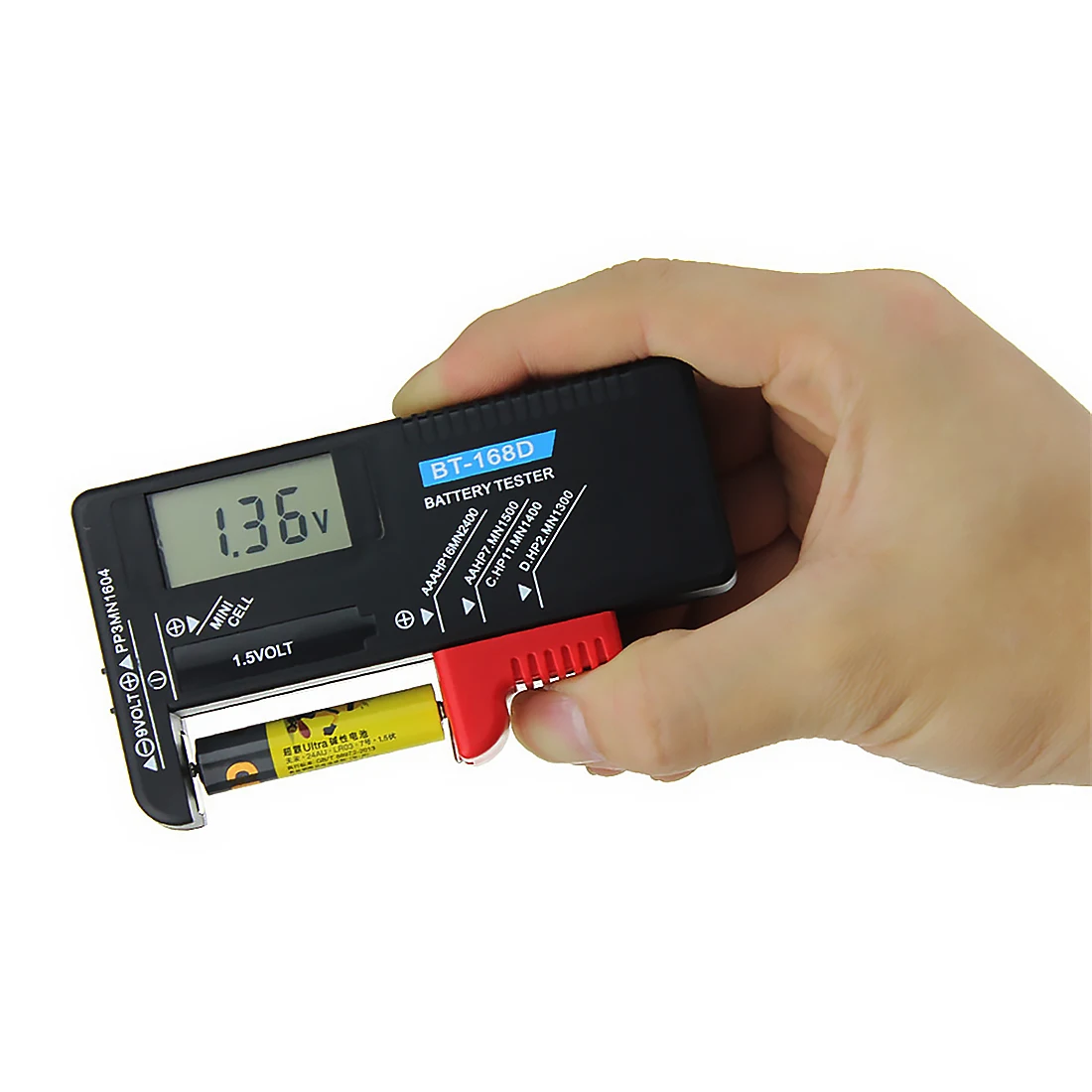 

Digital Battery Tester Volt Checker for 9V 1.5V Button Cell Universal Rechargeable AAA AA C D Battery Testing Device