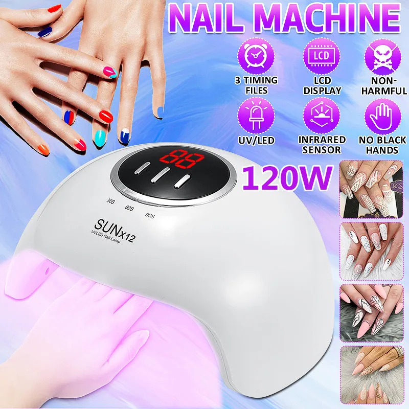 

УФ-лампа SUN X12 для сушки гель-лака, 120 Вт светодиодный с датчиком движения