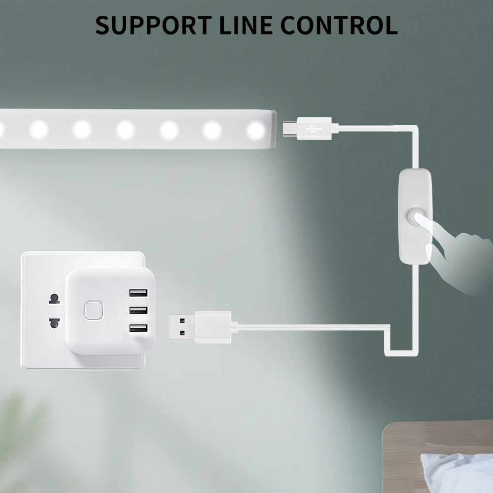 40 светодиодов под шкаф светильник Теплый/белый кровать лампа USB Перезаряжаемый