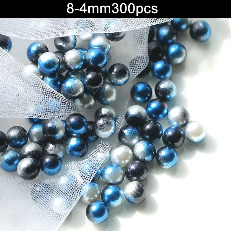 8-4mm 300pcs Смешанный Радужный цвет круглый искусственный жемчуг бусины без бусины с отверстиями Сделай Сам ремесла для женщин JS23 - Цвет: 8-4mm 300pcs