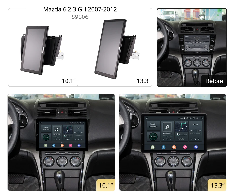 Tesla style PX6 13.3" DSP Android 10.0 Car DVD Player Auto Rotatable Navigation GPS For Mazda 6 2 3 GH 2007-2012 Stereo Radio |