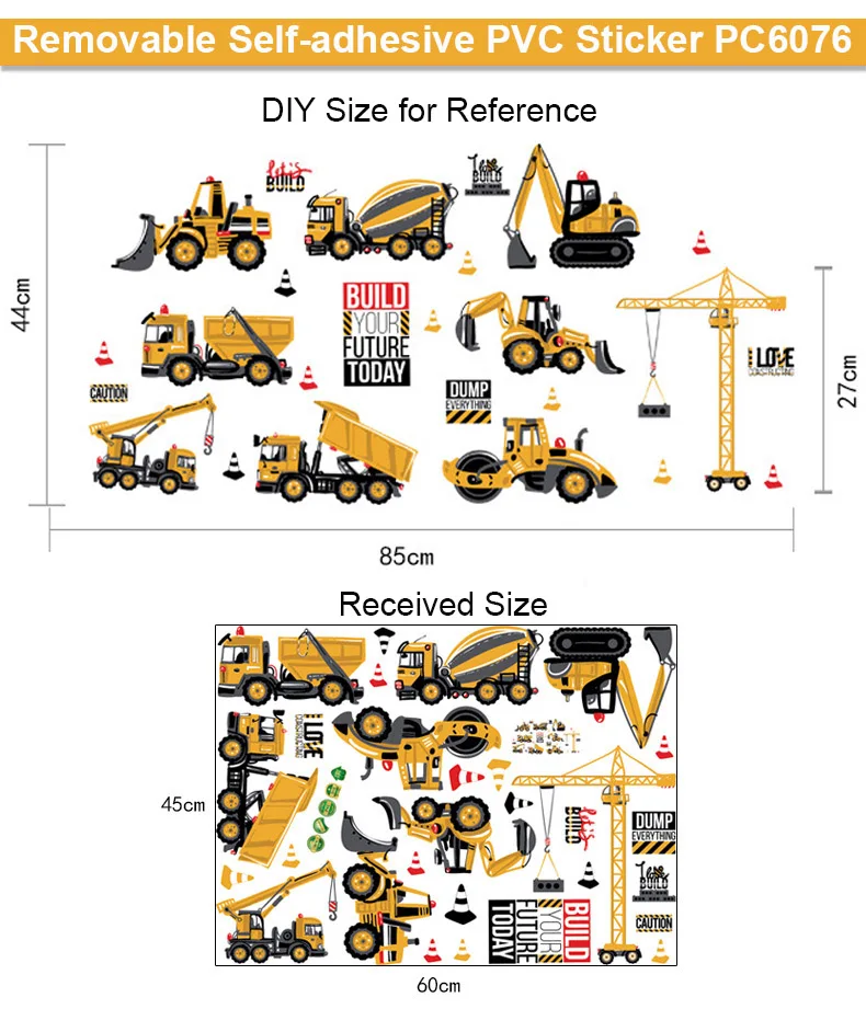 Мультяшный грузовик наклейка на стену инженерный автомобиль обои спальня