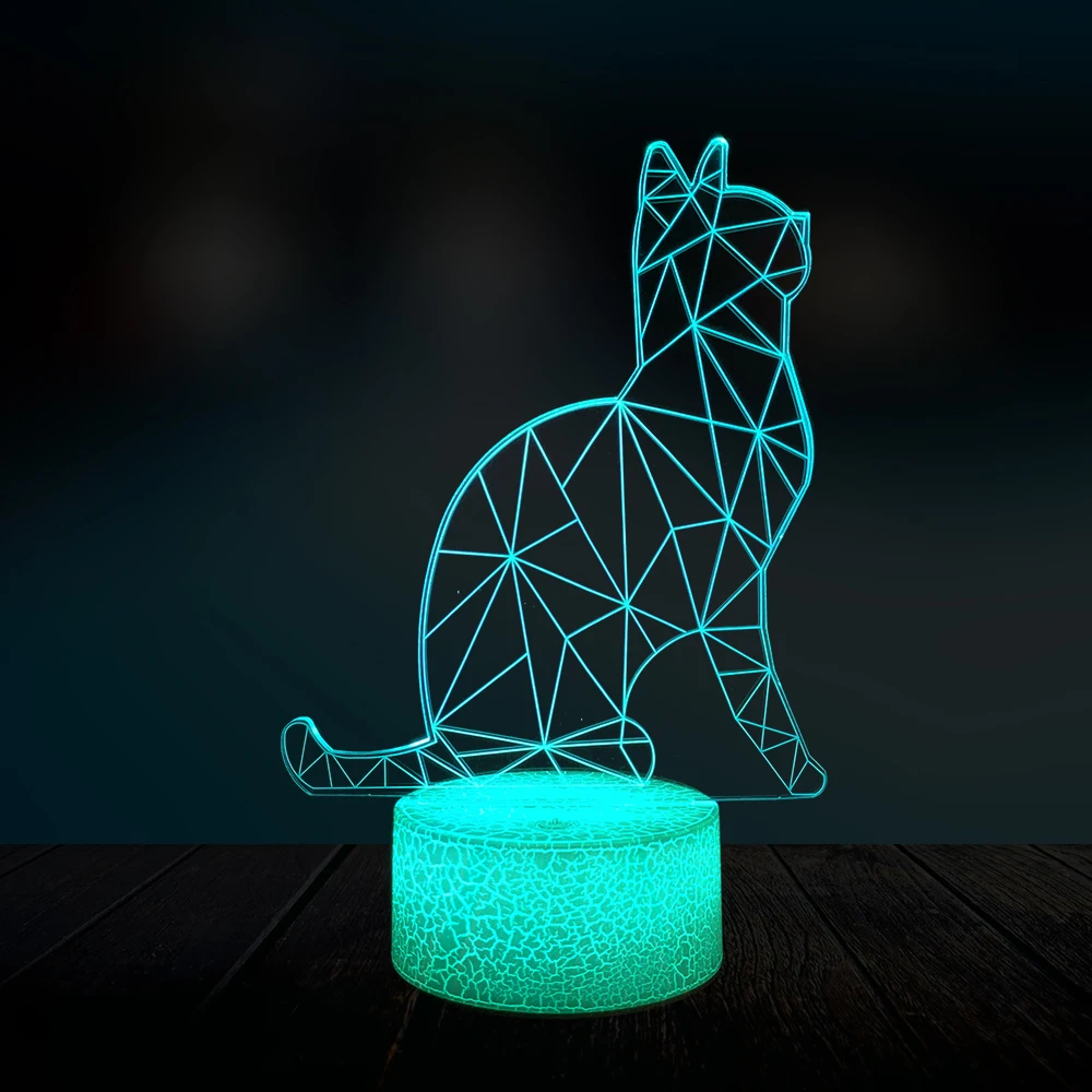 

Animal Cat 3D Lamp Lighting LED USB Mood Children's Night Light Multicolor Friend Kid Christmas Gift Lava Romantic Decor
