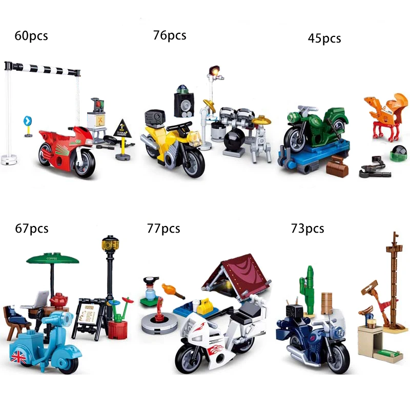 

Sluban car garbage truck model wash sets building blocks bricks kids toy gas repair station city super great vehicle motorbike