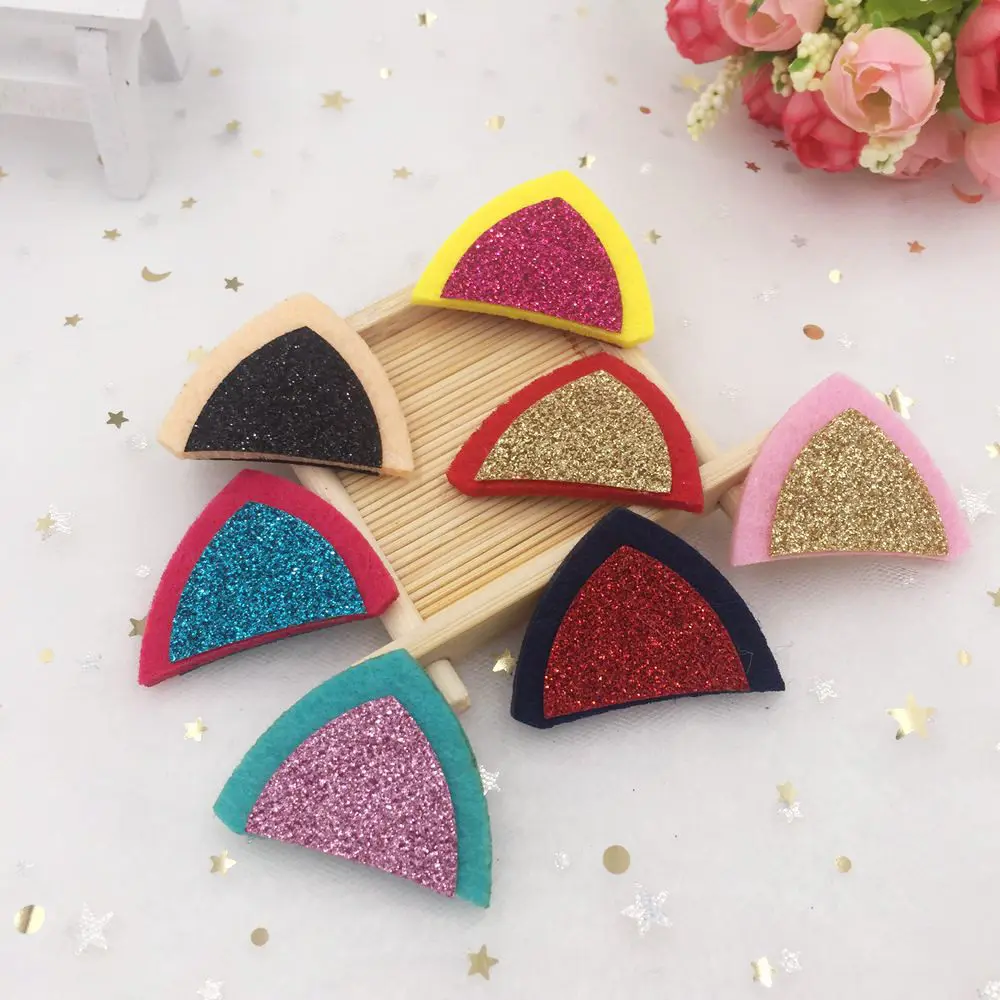 Смешанные 10 шт. фетровой ткани с блестками Блестящие милые кошачьи ушки