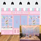 Тема мороженого день рождения фон сладкий десерт магазин Девочка День рождения десерт стол Декор фон розовый мороженое