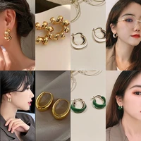 yaologe wholesale geometric hoop earrings 2021 trend vintage alloy earrings for women new party gift fashion jewelry brincos