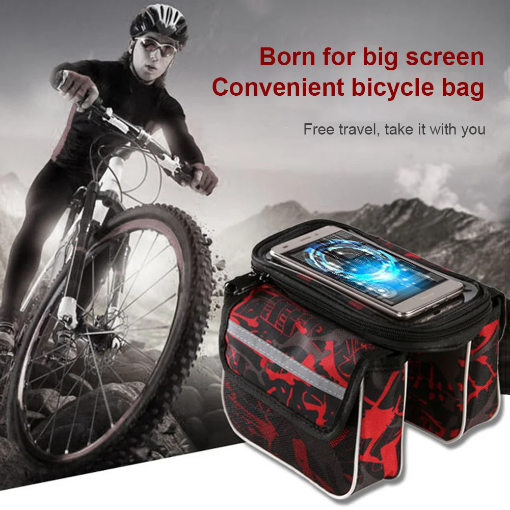 

Сумка для велосипеда, сумка, сенсорный экран, водонепроницаемое оборудование для горного велосипеда, вместительная сумка на верхнюю трубу, ...