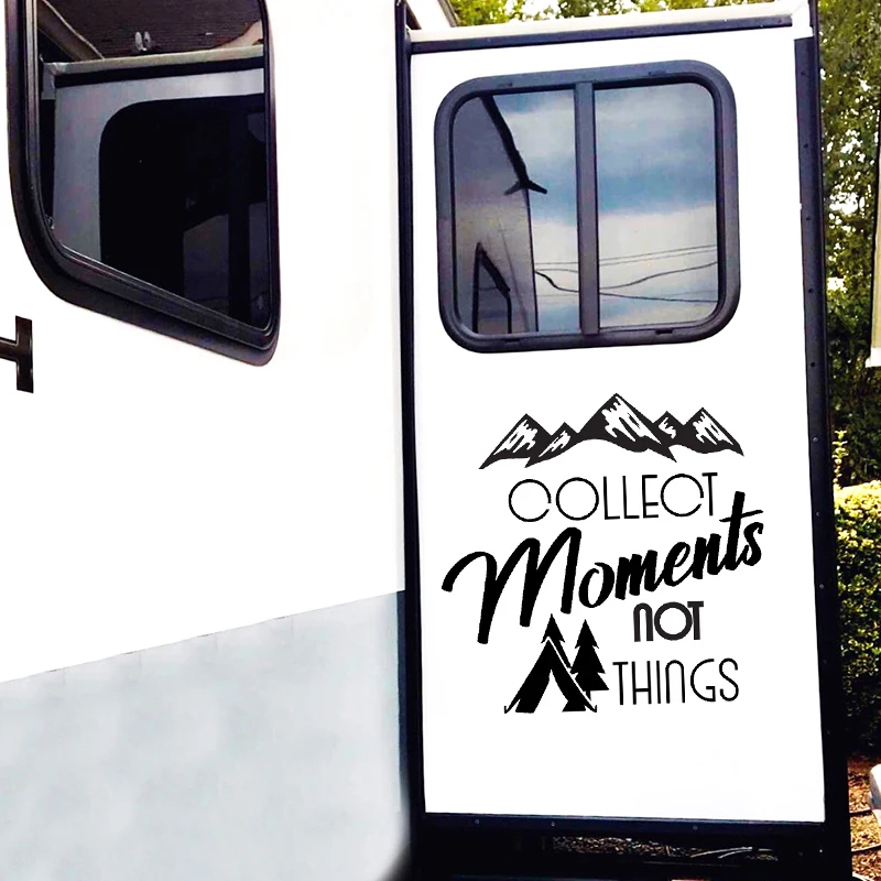 

Camping Vinyl Sticker Decals Car Decor Camper Gift, Collect the moments not things Quotes Decals Car Window Decoration