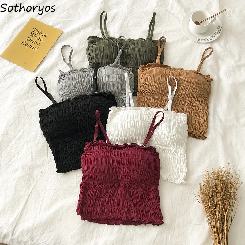 

Женская кофта, укороченные топы, топы, плиссированные корейские модные облегающие Универсальные женские топы со съемными лямками для девуш...