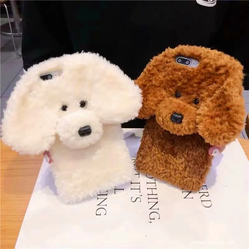 

New big Plush teddy dog bear Soft silicon cover case for apple iphone 6 7 8plus plus 8 X XR XS Max 11 Pro cute phone coque capa