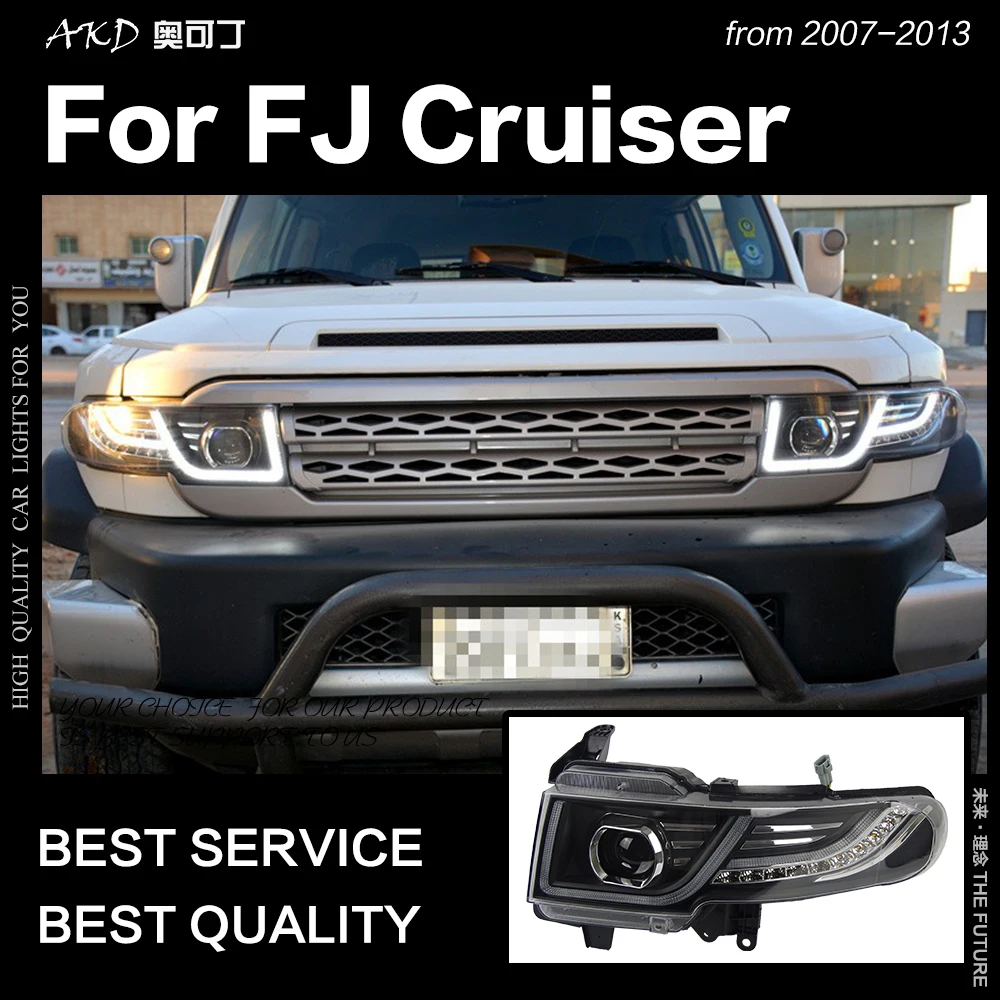 AKD автостайлинг фары для Toyota FJ Cruiser 2007-2017 FJ150 светодиодный ные DRL Hid Биксеноновые