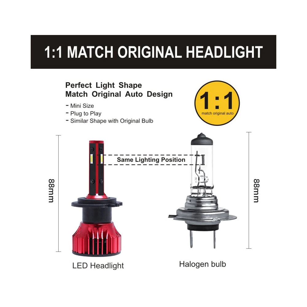 DDAI C6 led h7 canbus светильник лампа h4 h11 hb4 hb3 h1 светодиоды ночной глаз высокий и низкий
