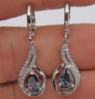 seven rainbow multicolor inlaid diamond shiny women noble fashion fine simple personalized drop earring girl pendant accessories