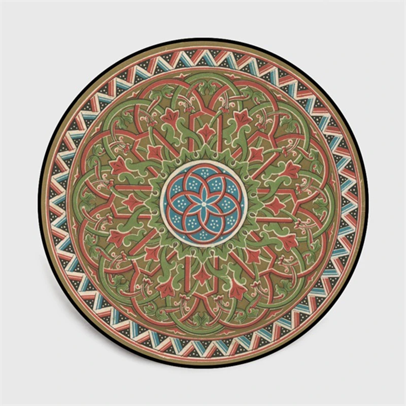 Марокканский круглый коврик для гостиной турецкий Противоскользящий с