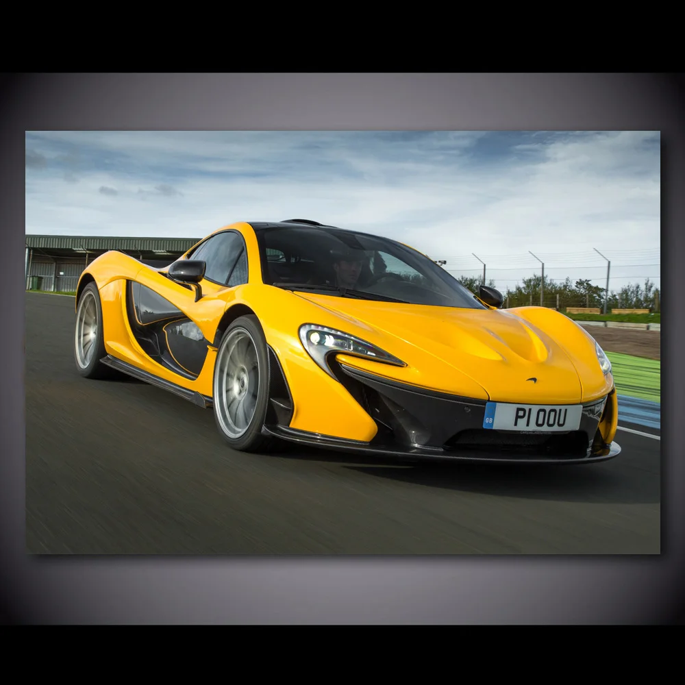 

Желтый автомобиль Mclaren P1, постеры и принты спортивных шрамов, Картина на холсте, шелковая Настенная картина, домашний декор, украшения для го...