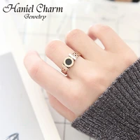 2021 fashion hot rings woman rings stainless steel black roman numerals rings rose gold color hollow out rings fashion jewelry