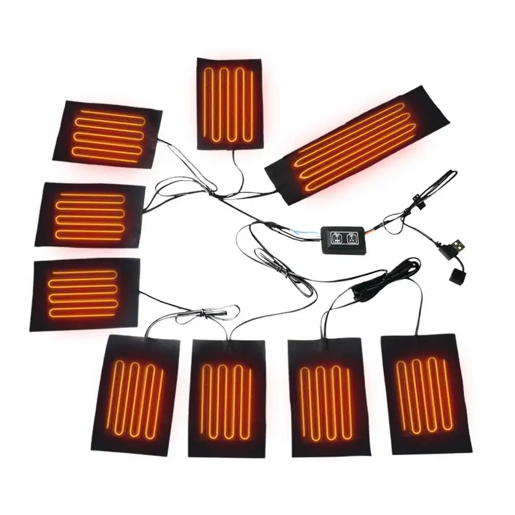 

New USB Clothes Heater Pad Fast-Heating Carbon Fiber Heating Pad Safe Heating Warmer Pad For Cloth Vest Jacket 3 Gear Adjustable