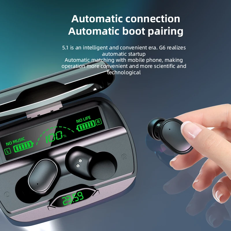 2021 Wireless Headphones D18 Earphones Bluetooth 5.0 TWS Earbuds Stereo Handsfree Headset with Microphone LED Display Power BanK |