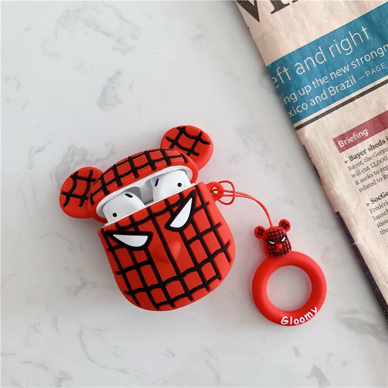 red net bear xx Для AirPod 2 Чехол 3D камуфляж звезда медведь мультфильм Мягкие силиконовые беспроводные кожухи головных телефонов для Apple Airpods чехол милый чехол Funda - Цвет: red net bear xx