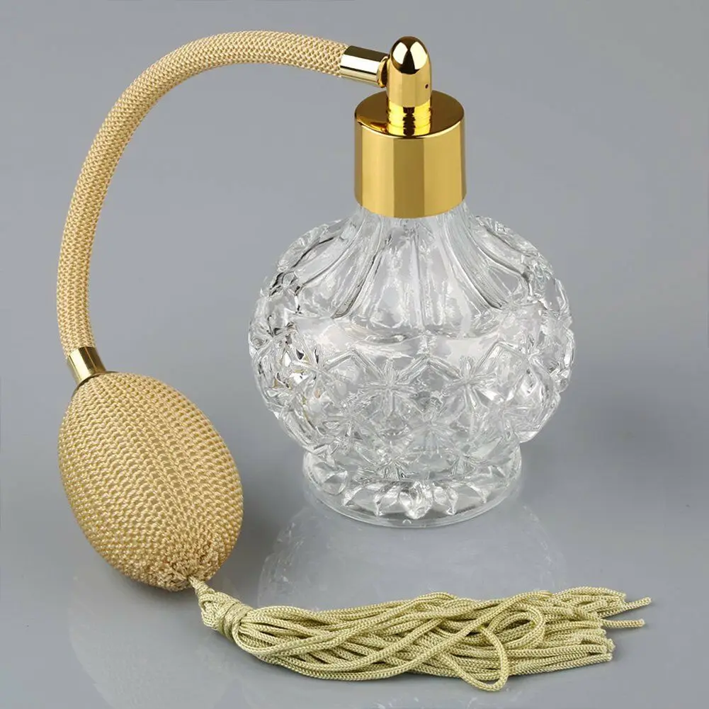 Винтажный Прозрачный флакон для духов 80 мл желтый/розовый/черный