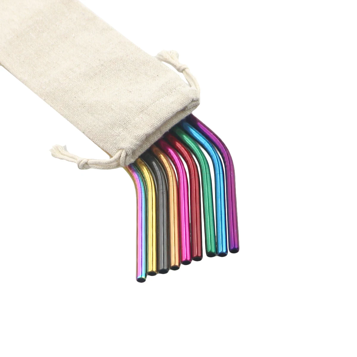JANKNG Drinking Metal Straw Set Colorful Rainbow 304 Stainless Steel 20 oz Reusable With Clean Brush Pouch Bag | Дом и сад